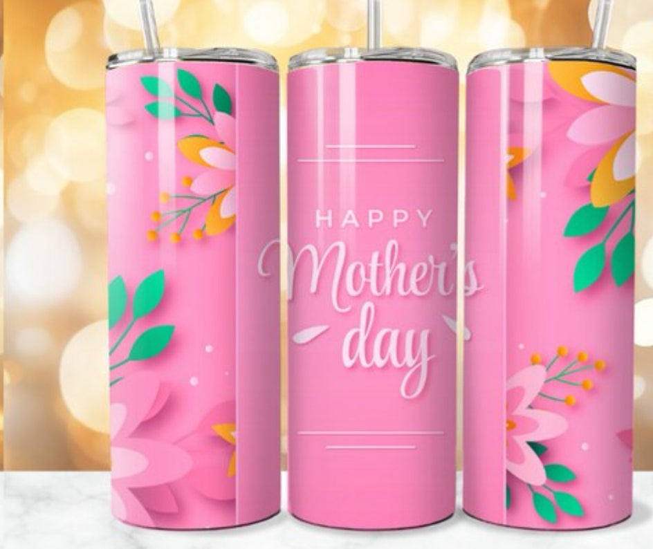 20oz Mother's day Tumbler pink floral