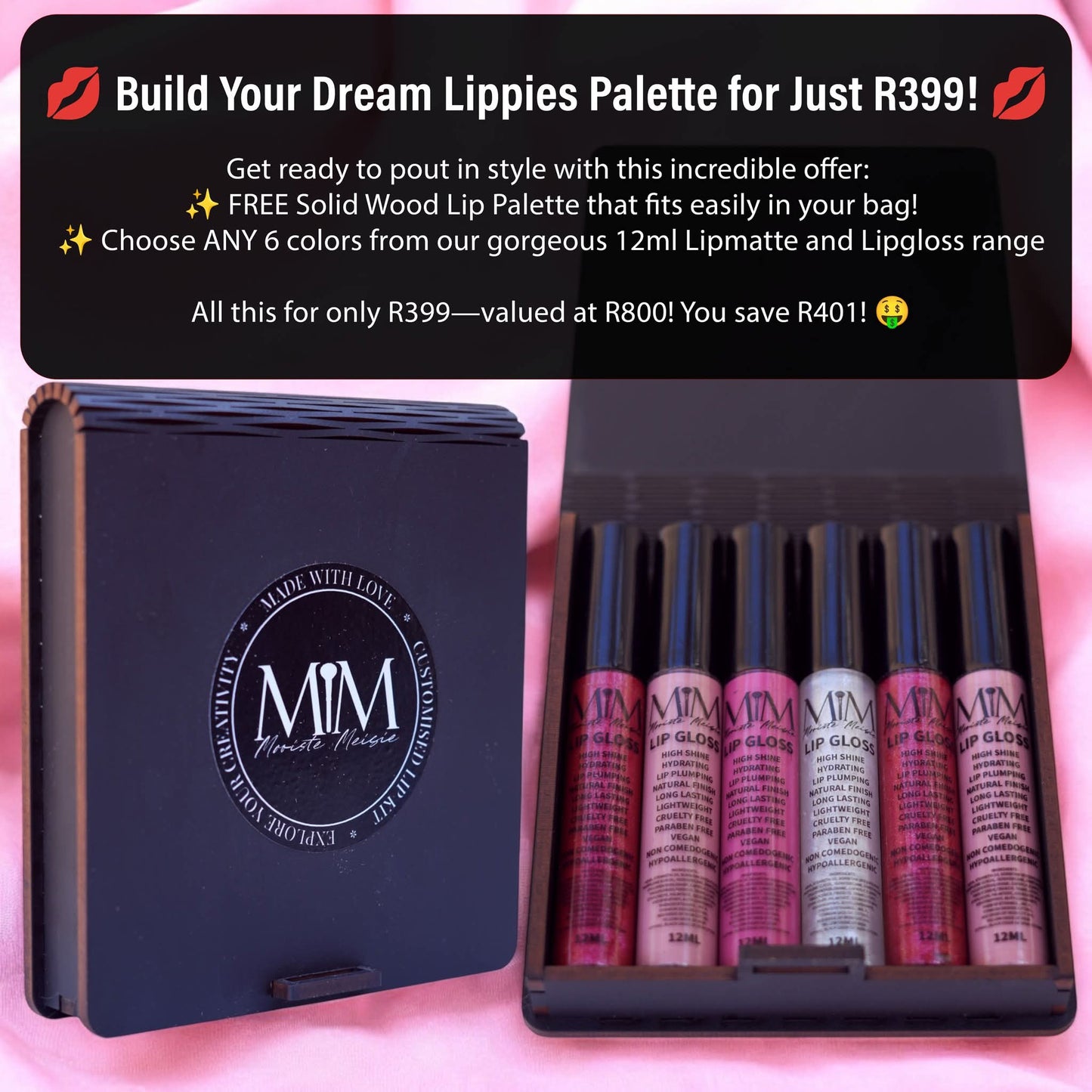 Build your own 6 color Mooiste Meisie Lippies