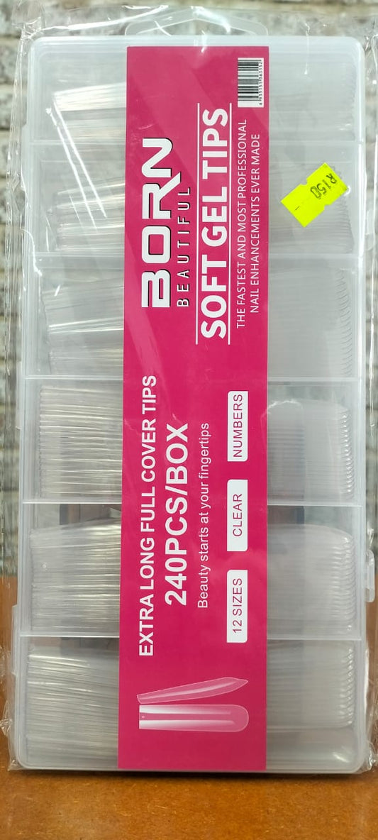 240pc Born Beautiful extra long full cover soft gel tips