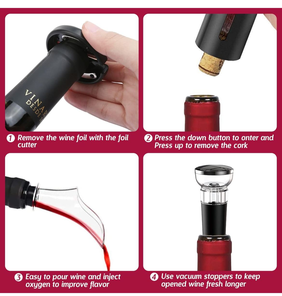 Battery operated wine opener