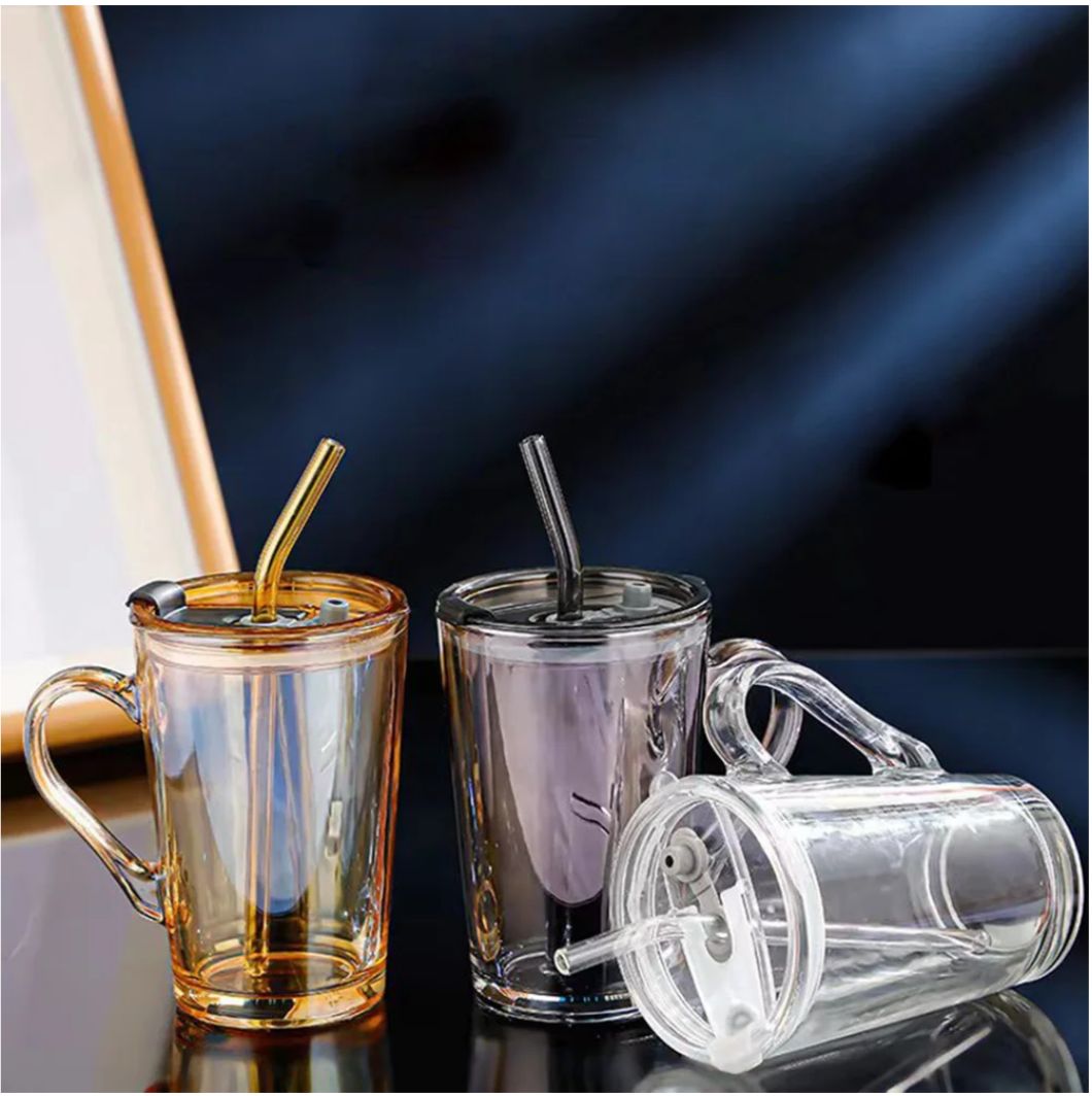 Glass Cup with straw