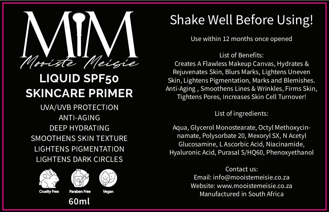 Mooiste Meisie Liquid SPF 50 skin care primer