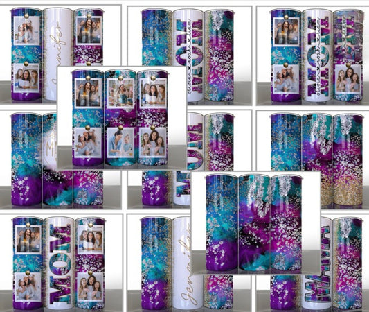 20oz Skinny tumbler Purple Mom
